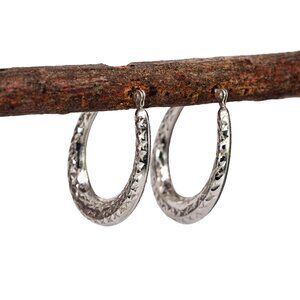Estate Hoop Earrings in Solid 14K White Gold